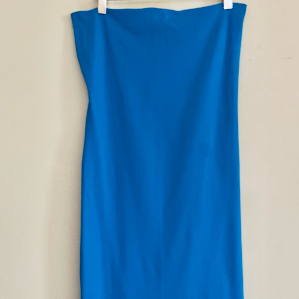 Blue Strapless Midi Bust- 15 with stretch. W-15, H- 17,5 stretch. Bando dress - Picture 2 of 2